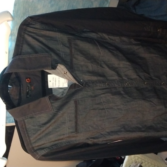 Men's Guess charcoal grey long sleeve dress shirt Sz small New - Picture 2 of 16